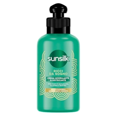 Imagen de Sunsilk, crema desenredante para rizos de ensueño, cabello rizado definido, sin aclarado, fórmula Active Fusion con aceite macadamia, elastina y biotina, 200 ml