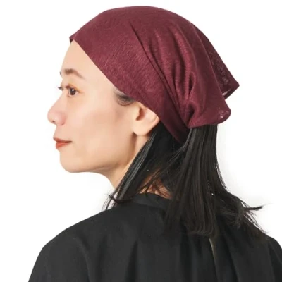 Imagen de CHARM Lino Cabeza Banda Bandana Natural Elástico Hairband Deportes Moda Envolver Borgoña
