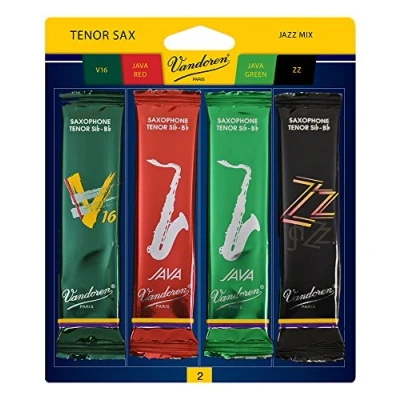 Imagen de VANDOREN srmixt2 Tenor Sax Jazz Reed Mix Tarjeta incluye 1 cada ZZ, V16, Java y rojo fuerza 2