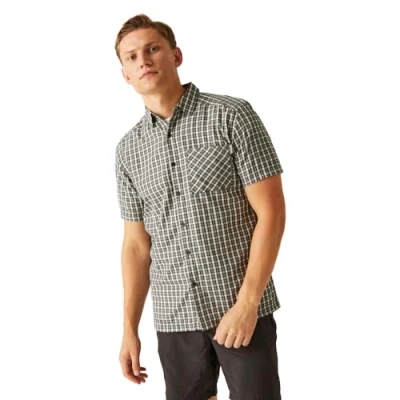 Imagen de Regatta Kalambo VIII Camisa de Manga Corta para Hombre, Verde Agave/Cuadros Fresno, L