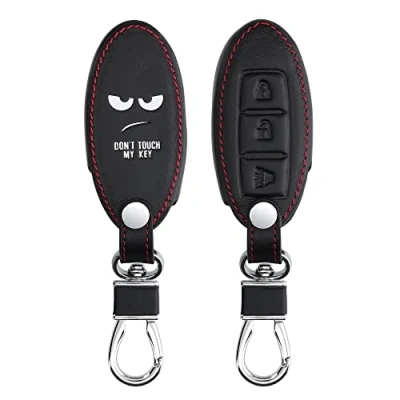 Imagen de kwmobile Funda Compatible con Nissan Llave de Coche 3 Botones Cubierta Cuero sintético Case para Mando y Control Auto Don&#039;t Touch my Key