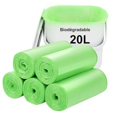 Imagen de Bolsas de basura biodegradables 20 l, 100 unidades: forro cubo pequeño para encimera. basura/residuos Aievrgad, gruesas, biodegradables, compostables