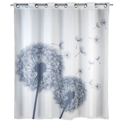 Imagen de WENKO cortina de ducha antimoho Astera Flex, textil con efecto antimoho, grandes anillas integradas para fijar a la barra ducha, lavable, hidrófuga, 180 x 200 cm