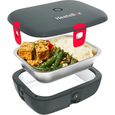 Imagen de Faitron HeatsBox Style Fiambrera Eléctrica para Calentar Alimentos sin BPA, Con Aplicación Controlable, Batería Integrada, Termica de Acero Inoxidable a Prueba Fugas (925 ml), 90 W