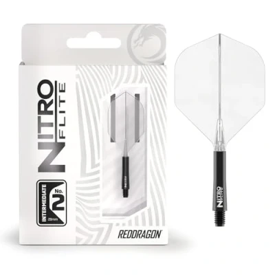 Imagen de RED DRAGON Darts Nitro Flite Integrada Sistema de Vuelo y Eje No.2 Forma diseño Negro &amp; Claro Color, Longitud Intermedia
