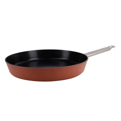 Imagen de San Ignacio Agros Sartén De 30cm Fabricado En Aluminio Forjado Interior Whitford Quantanium Recubrimiento Negro Exterior Color Terracota Inducción Mango Largo Chapa Lisboa