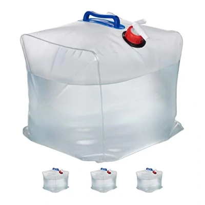 Imagen de Relaxdays 8 Bidones Plegables 20L, Garrafas Agua con Grifo y 2 Asas, sin BPA, Aptos para Alimentos, Transparente