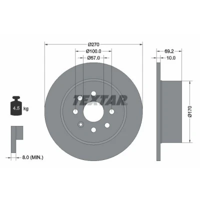 Imagen de TEXTAR PRO 92075503 Disco de freno 270 10 04/07 100 macizo revestido sin perno sujeción rueda, buje rueda OPEL: Vectra B Berlina