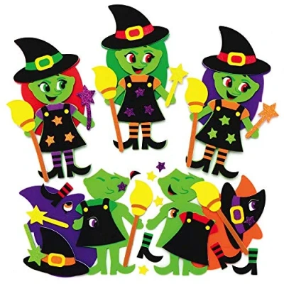 Imagen de Baker Ross AX219 Kits Imanes Combinables Brujas De Halloween Paquete 8, Artes Y Manualidades Para Niños