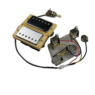 Imagen de Pickups de Guitarra Humbucker Cuello Y Puente Pickup 4c Cableado Arnés Push Pull Single Set para Gibson Epiphone Guitar Pastilla Doble Bobina (Color : Silver Yellow Frame)