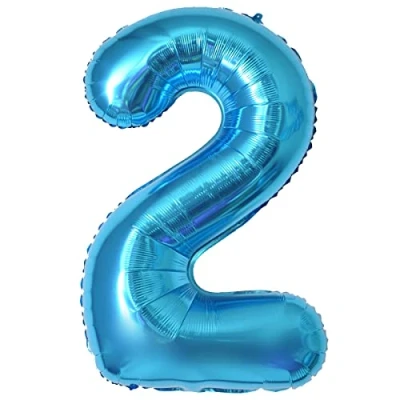 Imagen de Globos de Cumpleãnos 2 Azul,101 CM Globo Numeros Gigantes Grandes Decoracion,Globo Numero 2,Globos Niño Niña Adultos,Vuelan con Helio