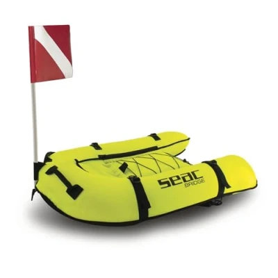 Imagen de SEAC Bridge Flotador Inflable para apnea y Pesca submarina, con Correas los Hombros, 95x70cm, Girls, Amarillo/Negro