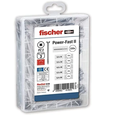 Imagen de fischer Surtido de tornillos para madera, 220 uds