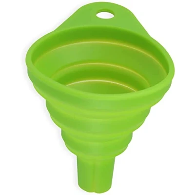 Imagen de Embudo plegable de silicona, flexible, plegable, para botella agua, transferencia líquidos, apertura estrecha y ancha, 1 pieza 4,33 pulgadas, verde claro