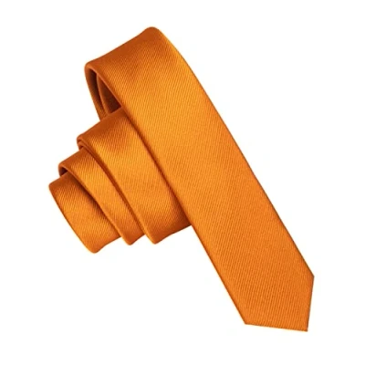 Imagen de JEMYGINS Corbata de Hombre Ajustada Color Sólido a Rayas Diagonales 4 cm Ancho naranja