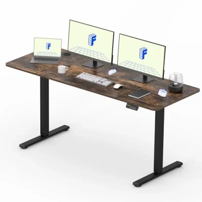 Imagen de FLEXISPOT 160X60cm Escritorio Elevable Eléctrico con Tablero, Gancho y Portavasos, Standing Desk, Mesa de Memoria Inteligente para Oficina Hogar(Marrón)