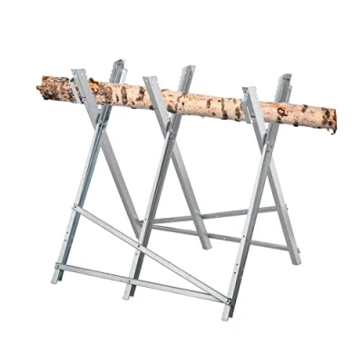 Imagen de Relaxdays Caballete para Motosierra, Soporte Cortar Leña Plegable, hasta 150 kg, Acero Resistente, 80x80x82 cm, Plateado