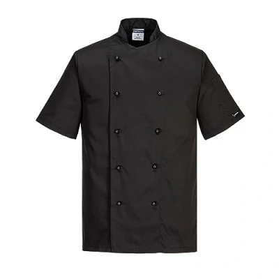 Imagen de Portwest C734 Chaqueta De Chef Para Hombres Blancos Manga Corta Negra, 4XL