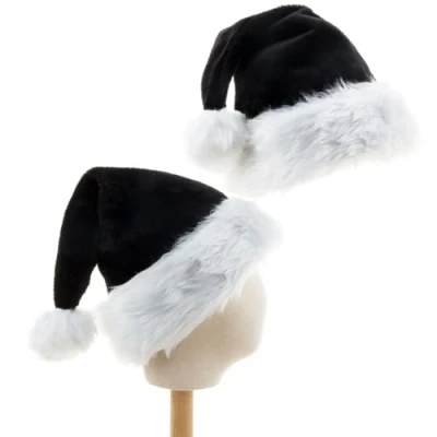 Imagen de Onlvmyur Gorro Navidad 2 Piezas Gorros de Adultos Papa Noel Felpa Clásico Santa Claus para Fiesta Disfraz