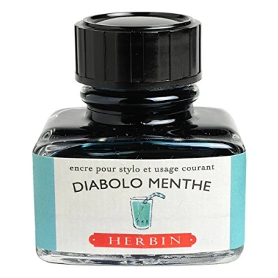 Imagen de J.Herbin 13033T Un Bote de Tinta para Plumas Estilográficas y Rollerball, 30 ml, (azul) Diaboo Menthe