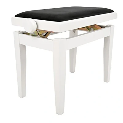 Imagen de Navarrez Banqueta de Piano con Ajuste Altura, Color Blanco Brillante, NV43
