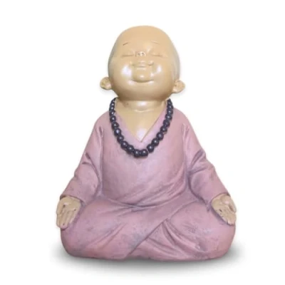 Imagen de Zen Light SB2 Bouddha Zen&#039;Light Figura Decorativa Feng Shui para Crear un Ambiente Relajante, Amuleto Altura: 14 cm Color: Beige y Rosa Vieja, Resina, Meditación del bebé