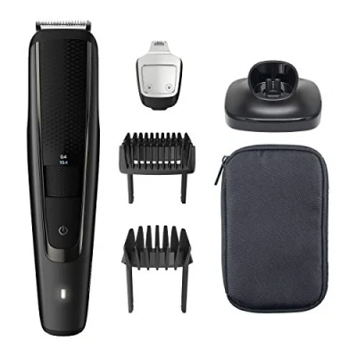 Imagen de Philips Recortadora de Barba Serie 5000 Hombre, Barbero, 40 Longitudes, Resistente al agua, Cuchillas Acero, 90 min uso, Con y sin Cable, Recargable, Recortador Precisión, Funda, BT5515/75