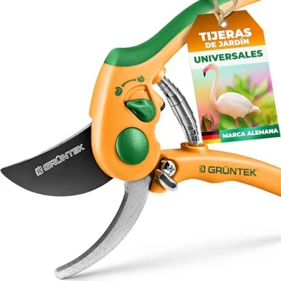 Imagen de GRÜNTEK Tijeras de Podar Yunque FLAMINGO. Hoja 205 mm y agarre por manos grandes pequenas