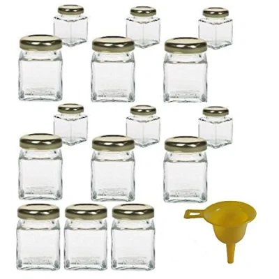 Imagen de Viva Haushaltswaren G1140050/15T/X Lote de 15 minitarros Mermelada (50 ml, Embudo Amarillo)