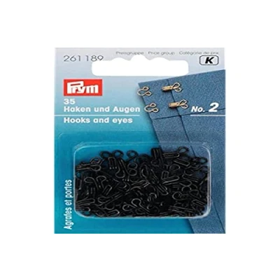Imagen de Prym Ganchos y Ojos Acero Dulce 2 Negro Hooks and Eyes, Black, EIS