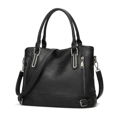 Imagen de VINBAGGE Bolso de Mujer,Bolsos Negros Mujer Bolsos Mano para Cuero PU Casual Bolsa Tote Gran Capacidad Comprar/Ocio/Negocios/Viajar/Negro