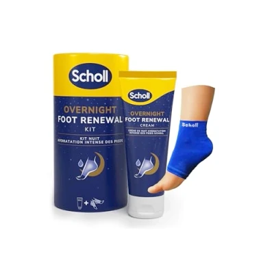 Imagen de Scholl Kit de cuidado nocturno los pies Crema para el 60 ml Taloneras gel reutilizables 1 par Hidrata secos Resultados visibles en noche
