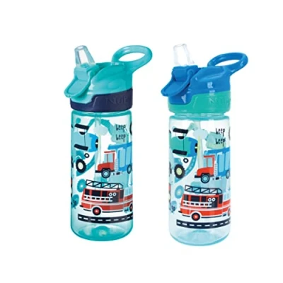 Imagen de Nuby Super Quench Botella de agua activa para niños pequeños, sin derrames, 540 ml, asa transporte, flujo libre, apta lavavajillas y esterilizador, vaso adecuado mayores 18 meses