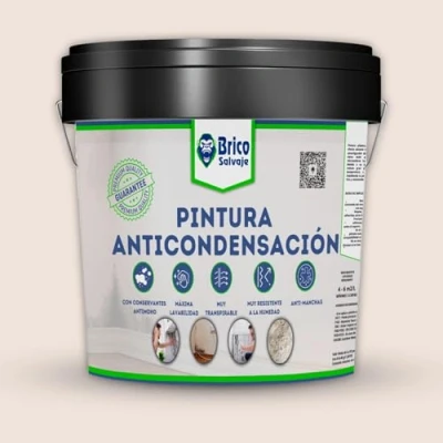 Imagen de BRICOSALVAJE Pintura Anticondensación y Antihumedad para Interior Exterior Aislante Termico Conservantes Antimoho (BEIRUN, 4 Litros)