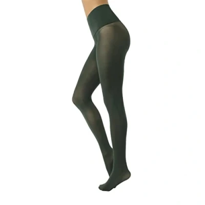 Imagen de CALZITALY Medias Tupidas, sin Costuras, Opacas con Cinturon Confort, Pantys 50 DEN, Negro, Azul Marino, Verde, Jeans, Portwine, S, M, L, XL, XXL, Made in Italy (L Verde)