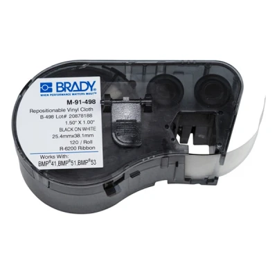 Imagen de Brady M 91 498 Etiquetas de tela vinilo reutilizables 25,4 mm x 38,1
