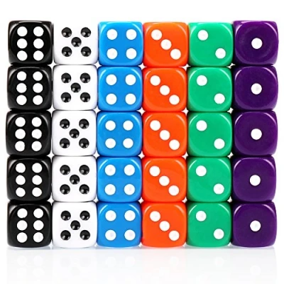 Imagen de H&amp;S Dados de 6 Caras para Juegos Mesa Set 30x Colores cubiletes parchís Casino Juego del mentiroso con Bordes Redondeados