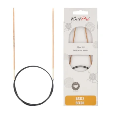 Imagen de Knit Pro Basix Agujas de Tejer Circulares: 80 cm x 2 mm, Madera Abedul, Multicolor, 0.2
