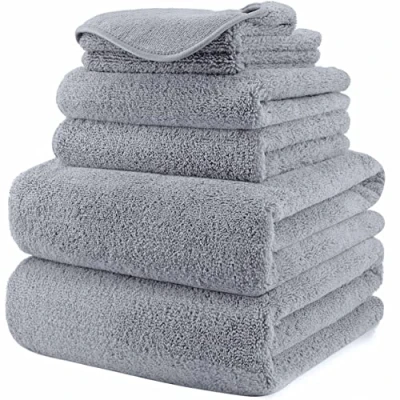 Imagen de Polyte Juego de Toallas baño Microfibra Felpa y antipelusa Secado rápido Pack 6 (Gris)