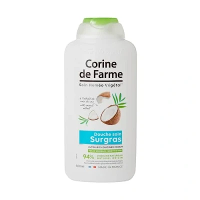 Imagen de Corine de Farme Gel Ducha Supergraso con Extracto Coco 500ml Producto Baño para Piel del Cuerpo Sin Parabenos Ni Sulfatos Cosmético Natural Dermatológico