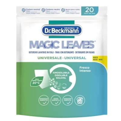 Imagen de Dr. Beckmann MAGIC LEAVES tiras con detergente UNIVERSAL prácticas y predosificadas para la colada Hidrosolubles fáciles de usar 20