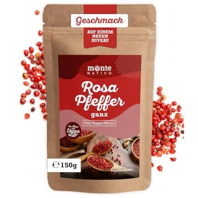 Imagen de pimiento rosa en grano Monte Nativo (150g) Pimienta entera perfecta para Cocinar Natural y Pura Especias secas