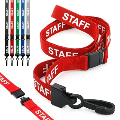 Imagen de 10 correas de seguridad CKB Ltd® con clip para el cuello, colgar tarjeta identificación; metal giratorio, cierre liberación sencilla.