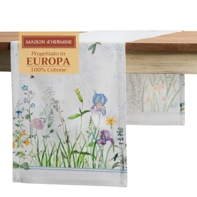 Imagen de Maison d&#039; Hermine Fleurs de MAI Camino Mesa Pascua 100% algodón para Fiesta Cena Vacaciones Cocina Primavera/Verano [Doble Capa (37 cm x 183 cm)]