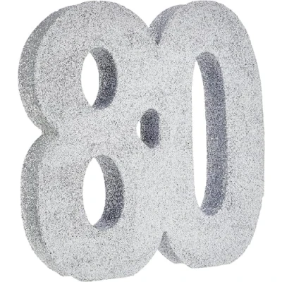 Imagen de Anniversary House Number 80 Purpurina Centro de Mesa Decoración cumpleaños la Edad hitos Recuerdo Fiesta, Color plata, 20 cm (Creative Party H120)