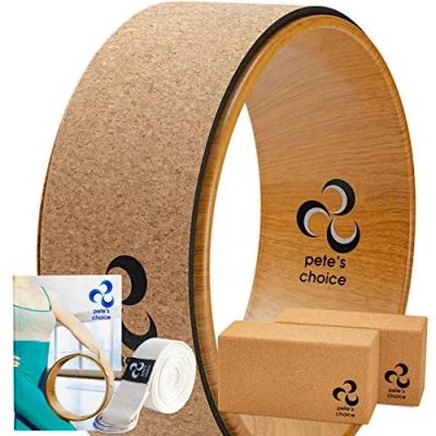Imagen de Rueda de Yoga y Blocks Corcho eBook Corra Incluidos Accesorios Ultra Resistentes Ejercicios Bloques Alta Densidad, Mejor Soporte, Natural Eco Friendly