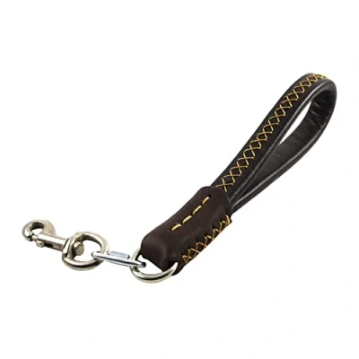 Imagen de correa corta para perro, de entrenamiento cuero con asa acolchada y clip mosquetón perros medianos grandes (35 cm largo 2 ancho)