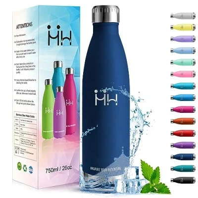 Imagen de HoneyHolly Botella Agua Acero Inoxidable, Termica 750ml sin BPA, de Deportiva, Doble Pared al Vacío a Prueba Fugas, Cantimplora para Gimnasio