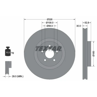 Imagen de TEXTAR 92167900 Disco de freno 326 30 05/07 100 ventilación interna sin perno sujeción rueda, buje rueda SUBARU: Impreza II Berlina