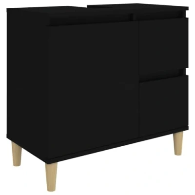 Imagen de vidaXL Armario de baño Madera contrachapada Negro 65x33x60 cm
